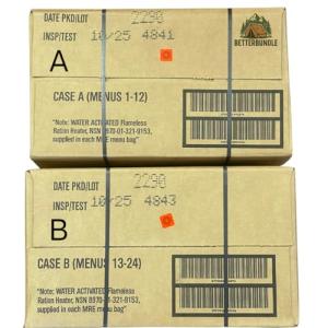 MRE, U.S. MRE Meals, Emergency Supplies, Emergency Food Supply, Survival Food, Freeze Dried Food w/Flameless Heater, Ready Meals (Variety Pack of 24) – (A & B Case Inspection 2025, 2026)
