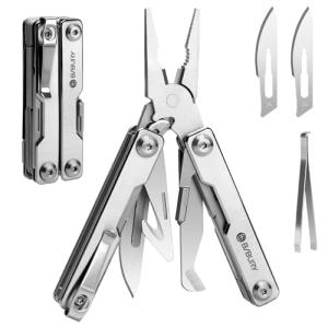 BIBURY Mini Multitool Pliers BI2051A, Mini Pocket Pliers with Window Breaker, Seat Belt Cutter, Bottle Opener for Outdoor Survival, EDC Multi Tool with Pocket Clip, Gifts for Men and Women