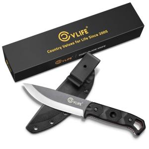 CVLIFE Full Tang Fixed Blade Knife with Sheath,Sharp Blade Made of D2 Steel with Nylon Fiberglass Handle,Survival Knife for Men Outdoor Hunting Camping and EDC Bushcraft,Black