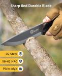 CVLIFE Full Tang Fixed Blade Knife with Sheath,Sharp Blade Made of D2 Steel with Nylon Fiberglass Handle,Survival Knife for Men Outdoor Hunting Camping and EDC Bushcraft,Black