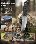 CVLIFE Full Tang Fixed Blade Knife with Sheath,Sharp Blade Made of D2 Steel with Nylon Fiberglass Handle,Survival Knife for Men Outdoor Hunting Camping and EDC Bushcraft,Black