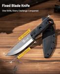CVLIFE Full Tang Fixed Blade Knife with Sheath,Sharp Blade Made of D2 Steel with Nylon Fiberglass Handle,Survival Knife for Men Outdoor Hunting Camping and EDC Bushcraft,Black