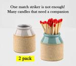 dgudgu Match Cloche Decorative Matches Jar with Match Striker Set of 2 Mini Pottery Match Holder with Striker