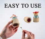 dgudgu Match Cloche Decorative Matches Jar with Match Striker Set of 2 Mini Pottery Match Holder with Striker