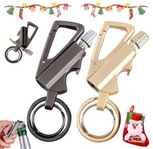 2 Pack Permanent Match Infinity Lighter with Multitool Keychain Bottle Opener, Reusable Waterproof Match Strike Anywhere, Forever Flint Fire Starter for Outdoor Survival, for Men