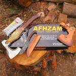 AFHZAM Viking Axe Gift Vikings Knife with Sheath | Hand Forged Real Handmade Outdoor Hunting Camping Axes and Hatchets | Viking Gifts for Men (Ax-05)