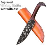 AFHZAM Viking Axe Gift Vikings Knife with Sheath | Hand Forged Real Handmade Outdoor Hunting Camping Axes and Hatchets | Viking Gifts for Men (Ax-05)