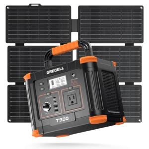 Grecell Portable Power Station 330W (Peak 600W) with 40W Solar Panel, GRECELL 230.88Wh Solar Generator 60W USB-C PD, 110V Pure Sine Wave AC Outlet, Lightweight Backup Battery for Camping, Travel, RVs