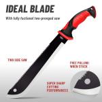 Machete with Saw - 17” Heavy Duty Tool & Sheath - Ergonomic No-Slip Handle - Survival Knife with Serrated Blade - Machetes for Bushcraft Hunting Garden Cutting Trees and Yard Work 111084