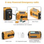 Eoxsmile Emergency Radio 12000mAh with NOAA Weather Alert - Solar/Crank/Battery Powered AM/FM/Shortwave Radio, USB-C Charger, Portable SOS Flashlight for Hurricane, Power Outage, Camping Survival Gear