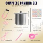 Canning Pot Water Bath Canner with Rack and Lid, 21.5 Quart Stainless Steel Stock Pots, Canning Supplies Starter Kit, Jar Lifter Tongs, Funnels and Full Canning Accessories Tools Set, Pink