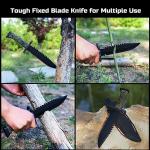 Leopcito 15" Fixed Blade Tactical Knives with Sheath, Stainless Steel Survival Hunting Bushcraft Full Tang Non-Slip Handle Knife with Serrated Blade Back for Camping Adventure EDC