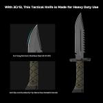 Leopcito 15" Fixed Blade Tactical Knives with Sheath, Stainless Steel Survival Hunting Bushcraft Full Tang Non-Slip Handle Knife with Serrated Blade Back for Camping Adventure EDC