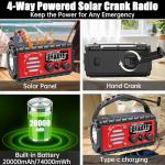20000mah Emergency Radio, SW/NOAA/AM/FM Weather Radio, Solar Powered Hand Crank Charger with Big Battery Powered, Portable, Cellphone Charge, SOS, Flashlight for Emergency/Home