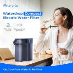 Waterdrop Compact Electric Water Filter Pitcher, 200-Gallon Rechargeable Instant Powerful Dispenser, NSF/ANSI 42&53&401, Reduce PFAS, Lead, Chlorine, 14-Cup, Blue, with 1 Filter, Does not Lower TDS