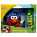 Sesame Street - Nighttime on Sesame Street with Elmo - Book and 5-Button Sound Flashlight Toy Set - PI Kids