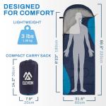 Elevon Sleeping Bag for Adults Teens Kids Cold Warm Weather, Portable Waterproof & Lightweight, Compact with Compression Sack, for 3-4 Seasons Camping, Backpacking, Hiking, Travel, Indoors Outdoors