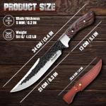 Huusk Fixed Blade Bowie Knife - 8" Hunting Knife with Sheath, Full Tang Survival Knives with Ergonomic Wood Handle, Outdoor Bushcraft Knives for Camping Hiking Fishing BBQ, Christmas Gifts for Men