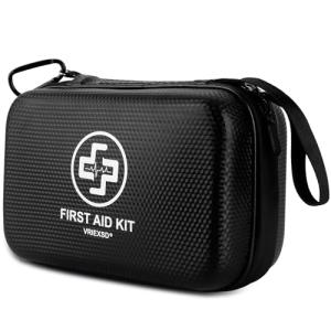 VRIEXSD Premium First Aid Kit, 320 Piece Waterproof Hard Shell Eva First Aid Kit for Home, Camping, Cars, Hiking, Travel, Businesses & Outdoor Emergencies - Emergency Medical Kits (Black)