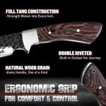 Huusk Fixed Blade Bowie Knife - 8" Hunting Knife with Sheath, Full Tang Survival Knives with Ergonomic Wood Handle, Outdoor Bushcraft Knives for Camping Hiking Fishing BBQ, Christmas Gifts for Men