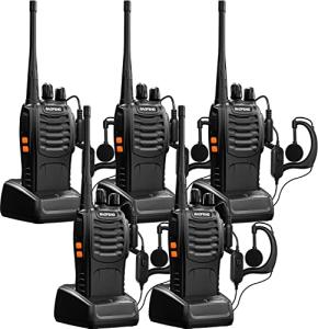 Baofeng Walkie Talkies bf-888s Professional Two-Way Radios Rechargeable Interphone Long Range UHF Communicator for Adults Handheld 5 Pack Walky Talky Set with Earpiece,Li-ion Battery and Charger