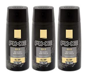 AXE Body Spray Gold Oud Wood & Fresh Vanilla, 5.07 oz (Pack of 3) (Package May Vary)