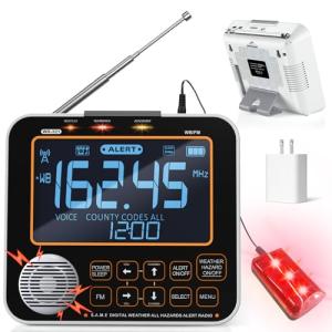 NOAA Weather Alert Radio for Home - S.A.M.E. Localized Programming, 23 Country Codes & 75+ Emergency Alerts NOAA Weather Radio with Battery Backup External Antenna and Warning Light for Home