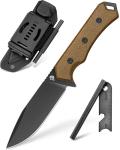 NedFoss BOAR Survival Knife with Fire Starter, 4.1" D2 Steel Full Tang Hunting Knife, Kydex Sheath, Micarta Handle