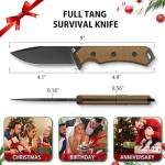 NedFoss BOAR Survival Knife with Fire Starter, 4.1" D2 Steel Full Tang Hunting Knife, Kydex Sheath, Micarta Handle