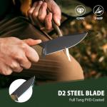 NedFoss BOAR Survival Knife with Fire Starter, 4.1" D2 Steel Full Tang Hunting Knife, Kydex Sheath, Micarta Handle