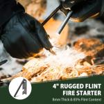 NedFoss BOAR Survival Knife with Fire Starter, 4.1" D2 Steel Full Tang Hunting Knife, Kydex Sheath, Micarta Handle