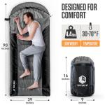 VENTURE 4TH 3-Season XXL Backpacking Sleeping Bag, Camping Sleeping Bags for Adults & Kids - Lightweight, Comfortable, Water Resistant, Ideal for Hiking, Camping & Outdoor – Silver/Gray