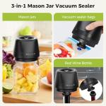 Newise Upgraded Electric Mason Jar Vacuum Sealer, 3-in-1 Automatic Vacuum Sealer Kit for Canning with Wide and Regular Mouth Mason Lids, Portable Mason Jar Sealer for Vacuum Bag, Gifts for Mom