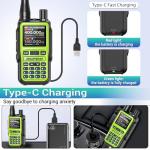 Baofeng UV-5R Mini Radio Ham Radio Long Range Handheld Two Way Radio Dual PTT NOAA Weather Receiver Rechargeable Walkie Talkies Longe Range Copy Frequency 999CH with USB-C Charging Survival Radio