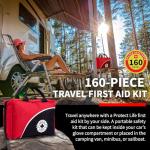 Protect Life Survival First Aid Kit for Home/Business, Camping Survival Kits | Mini Travel First Aid Kit | Camping Equipment | Small Kits for Car | Outdoor Emergency Survivals Pack - 160pcs