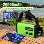 20000mAh / 74000mWh Emergency Crank Radio, NOAA/AM/FM Portable Weather Radio, Solar Hand Crank Radio, Battery Powered with USB Phone Charger, Flashlight Reading Lamp & SOS for Survival (Light Green)