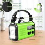 20000mAh / 74000mWh Emergency Crank Radio, NOAA/AM/FM Portable Weather Radio, Solar Hand Crank Radio, Battery Powered with USB Phone Charger, Flashlight Reading Lamp & SOS for Survival (Light Green)