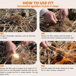 ULTLAT Fire Starter (2 Packs), All-Weather Magnesium Ferro Rod for Camping and Hiking, Emergency Survival Kits with Waxed Fire Tinder Paracord (28inch)&Beech Handle&&6-in-1 Multi-Tool