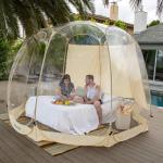 Alvantor Pop Up Bubble Tent - 12’ x 12’ Instant Igloo Tent - 8-10 Person Screen House for Patios - Large Oversize Weather Proof Pod - Cold Protection Camping - Beige