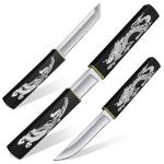 Purple Dragon Tanto Fixed Blade Knife,Outdoor Bushcraft and Survival Knife,Full Tang Outdoor Knives 2 in 1,Ideal for Camping,Hiking-Outdoor Knives Christmas Gift for Men and Women