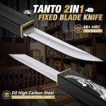 Purple Dragon Tanto Fixed Blade Knife,Outdoor Bushcraft and Survival Knife,Full Tang Outdoor Knives 2 in 1,Ideal for Camping,Hiking-Outdoor Knives Christmas Gift for Men and Women