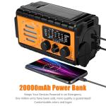 20000mah Hand Crank Emergency Radio,SW/NOAA/AM/FM Weather Radio, Solar Powered Hand Crank Chager with Bige Batery Powered,Portable,Cellphone Charge,SOS,Flashlight for Emergency/Home (Orange)