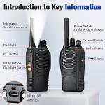 JUCJET H888S （4 Pack） Walkie Talkies Handheld Two Way Radio with Original Earpieces, 2-Way Radios UHF Handheld Transceiver Walky Talky, with 2-in-1 Type-C Charging Cable&Charging Station（4 Pack）