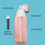 Brita Hard-Sided Plastic Premium Filtering Water Bottle, BPA-Free, Reusable, Replaces 300 Plastic Water Bottles, Filter Lasts 2 Months or 40 Gallons, Includes 1 Filter, Blush - 36 oz.