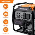 Oxseryn Power Equipment 4400 Watts Inverter Generator Gas Powered, Portable Open Frame Generator, Low Noise with ECO Mode, RV Ready, Emergency Home Backup