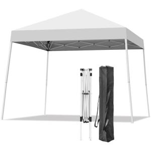 Oneofics Canopy Tent, 10X10 FT Pop Up Canopy Outdoor Instant Tent Slant Legs with Carrying Bag, Portable Gazebo Shelter for Patio Deck Garden and Beach - 8X8 FT Canopy Cover (White)