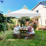 Oneofics Canopy Tent, 10X10 FT Pop Up Canopy Outdoor Instant Tent Slant Legs with Carrying Bag, Portable Gazebo Shelter for Patio Deck Garden and Beach - 8X8 FT Canopy Cover (White)