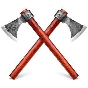NEDFOSS Vikings Throwing Axes, 2 Pack of 16 Inches Throwing Axe Set with 1065 High Carbon Steel & Wooden Handle. Perfect for Axe Throwing Game, Recreation, Competition & Great Gift for Men（2pcs）