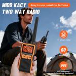 Midd Kacy MK108 Walkie Talkies,Walkie Talkies Long Range,60 Channel GMRS 2 Way Radio with 121 Privacy Codes,IP55 Waterproof,SOS,NOAA Weather Alerts,VOX,Dual Watch(Black/Orange,2 Pack)