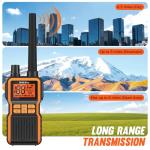 Midd Kacy MK108 Walkie Talkies,Walkie Talkies Long Range,60 Channel GMRS 2 Way Radio with 121 Privacy Codes,IP55 Waterproof,SOS,NOAA Weather Alerts,VOX,Dual Watch(Black/Orange,2 Pack)